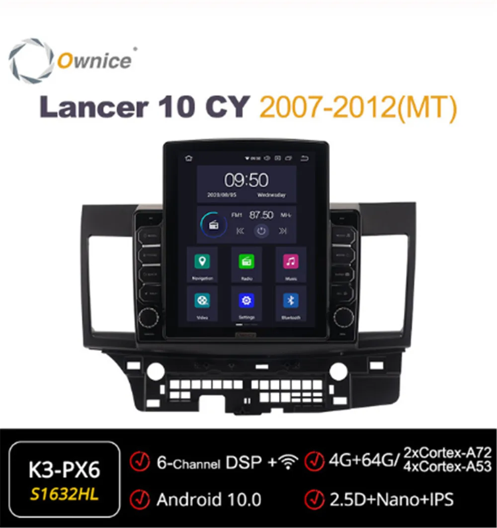 Ownice Octa 8Core Android 10 0 автомобиля радио forMitsubishi Lancer CY 2007 2012 GPS 2 Din Авто Радио стерео