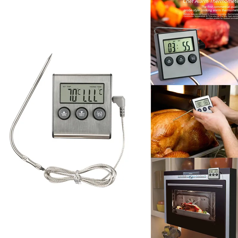 

Цифровой ЖК-термометр для духовки, Кухонный Термометр для приготовления пищи, мяса, барбекю, зонд, термометр, температура воды, молока, инстр...