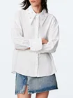 Женская универсальная рубашка ZA, рубашка из поплина с длинными рукавами и декоративным искусственным украшением, с кукольным воротником, осень