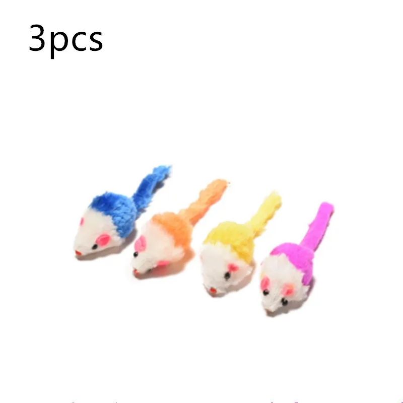 3pcs random 10 шт. кроличий мех Ложные мыши домашние игрушки для кошек мини забавные игрушки для кошек котенок 5 см - Цвет: 3pcs random