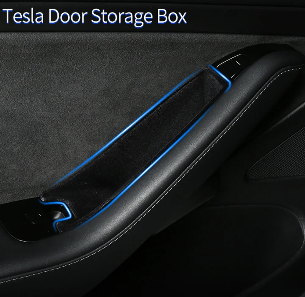 

New for tesla model3 2021 door storage box Car door armrest storage storage box interior modification decoration