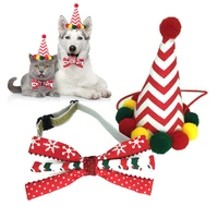 boruit 2022 merry xmas winter pet cat dog christmas hat snowflake bow tie setparty festival costume accessories to act cute
