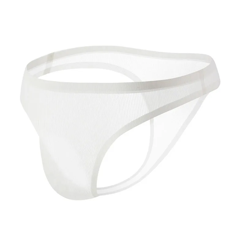6PCS Gay Thongs Men Underwear Ultra-thin Ice Silk Male Sexy Low Waist Seamless Breathable Solid Double G-stringsThong Panties