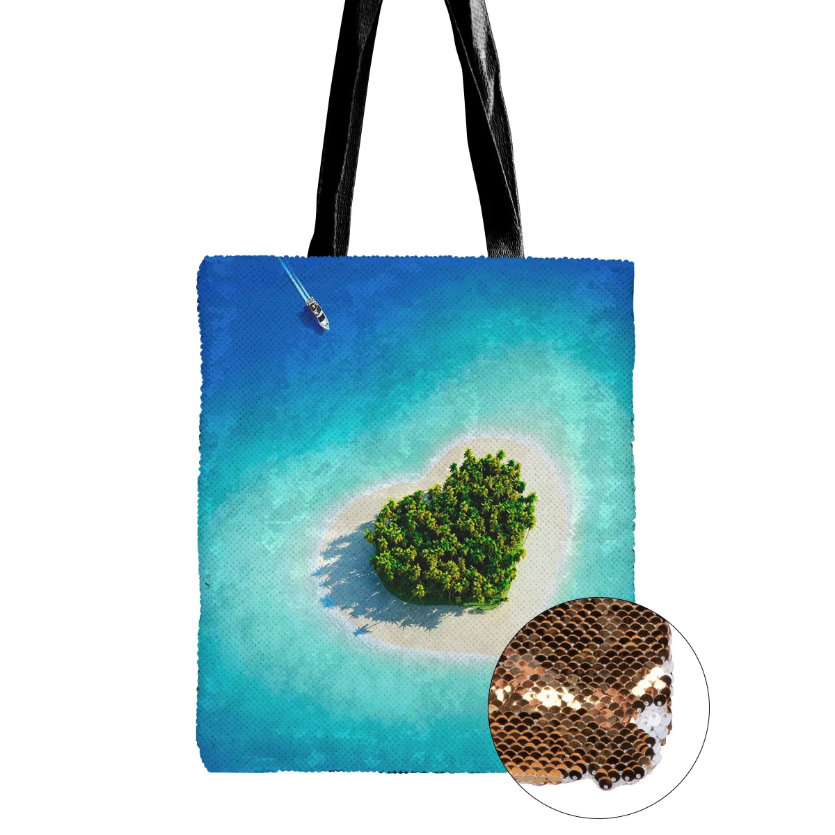 Любовь остров море Солнечный свет сумка на плечо Новый одно холст двусторонняя