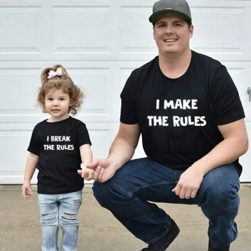 I Make The Rules and Break одинаковые футболки для всей семьи папы и ребенка одежда