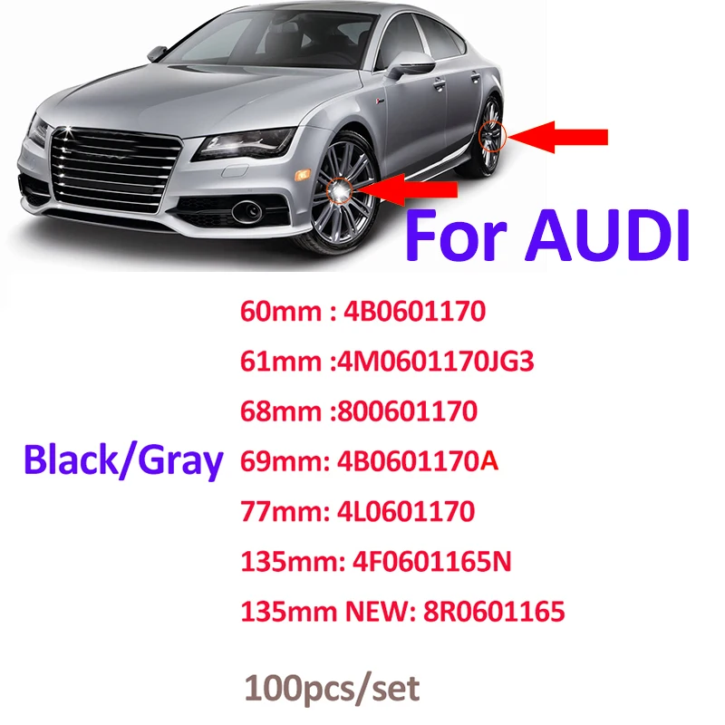 

Wholesale 100PCS black/gray Car Styling wiht Ring 60mm 61mm 68mm 69mm 77mm 135mm Wheel Center Hub Cap Car Rim Emblem Cover