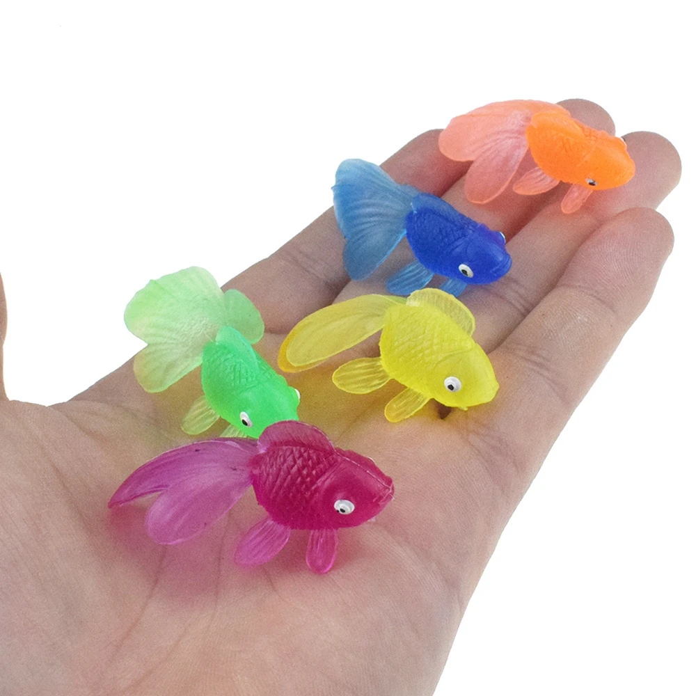 

20pcs Rubber Simulation Small Goldfish Gold Fish Kids Toy Decoration Bath Toy Fish Tank Decoration