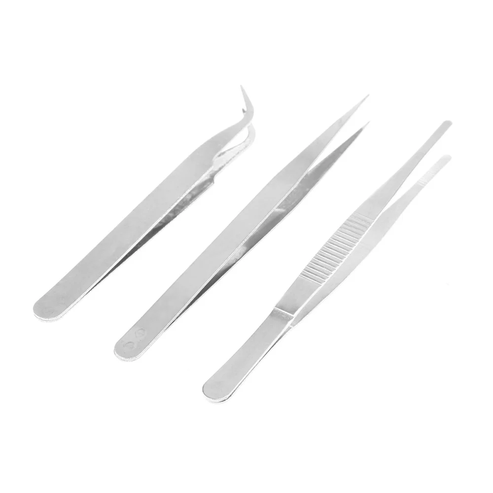 

3PCS Premium Tweezers Stainless Steel Nipper Clipper for DIY Crafts (Straight+Curved+Blunt Serrated)