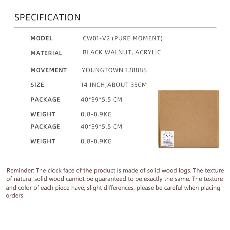 Настенные часы 14 дюймов в скандинавском стиле из массива дерева современный