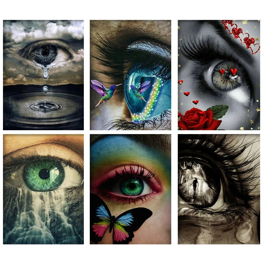 5D алмазная живопись пейзаж глаз животные полная Алмазная вышивка Набор для