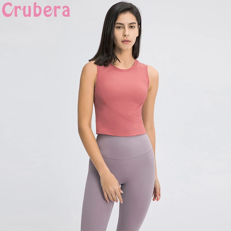 

CRUBERA Slim Fit из воздухопроницаемого эластичного материала тренировочные брюки для занятий спортом, укороченный топ Для женщин Фитнес спортив...