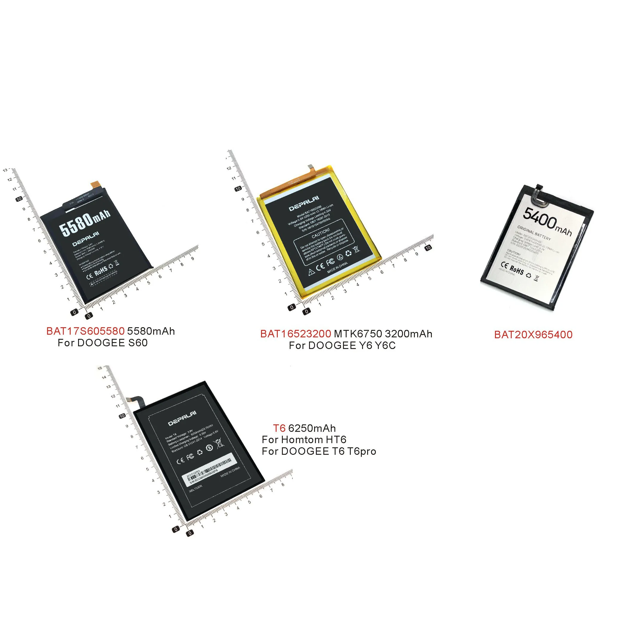 

BAT17S605580 BAT16523200 T6 BAT20X965400 Battery For DOOGEE S60 Y6 Y6C T6 T6pro Li-ion bateria Li-Polymer Replacement Batterie