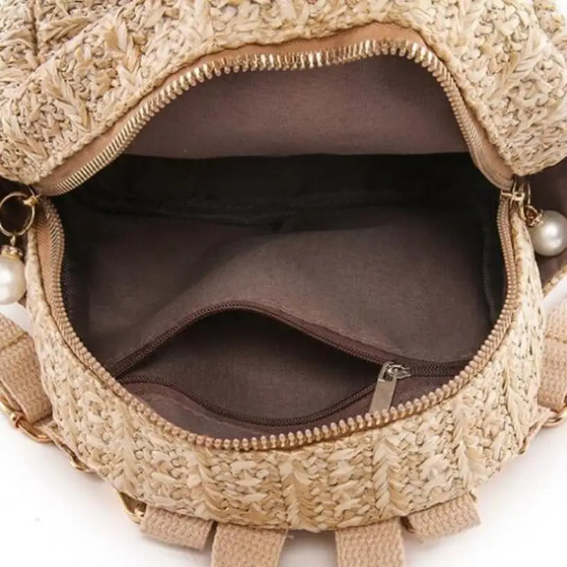 

Fashion Tassels Straw Women Backpack Small Straw Woven Beach School Bags for Girls Backpacks Casual Solid Straw Women Back Packs