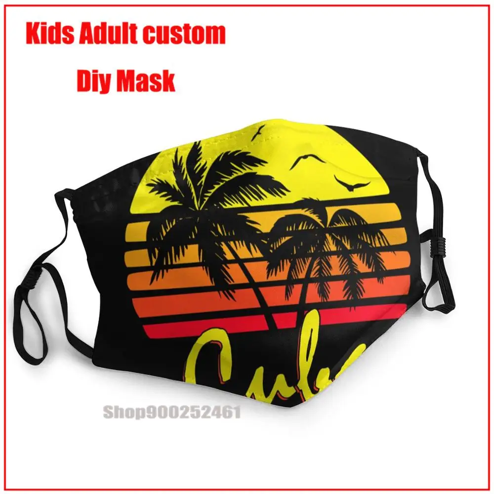 

Cuba Retro Sunset DIY mascarilla harry mask washable reusable face mask adult mask pm2.5 funny pattem print grimace ghost