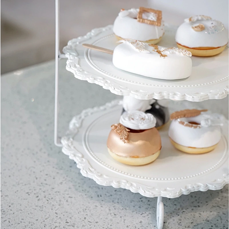 Поднос для белого хлеба из кованого железа свадебной вечеринки трехэтажный