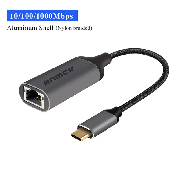 1000Mbps-Nylon Braid Anmck USB C Ethernet USB-C RJ45 Lan адаптер гигабитный Интернет для MacBook Pro Air PC ноутбук Тип C сетевая карта USB Ethernet - Цвет: 1000Mbps-Nylon Braid