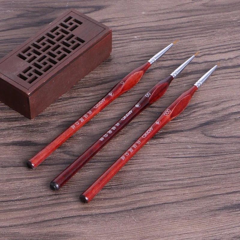 

D0AC 3Pcs Miniature Paint Brushes Professional Wolf Hair Fine Detailing 0~000