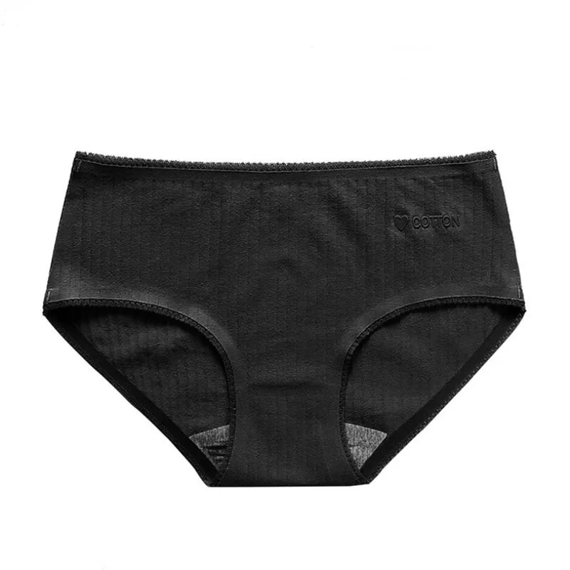 Черный M-xl женские трусики хлопковые Бесшовные дышащие трусы женские и Женские однотонные Нижнее белье Женские Большие размеры - Цвет: Черный