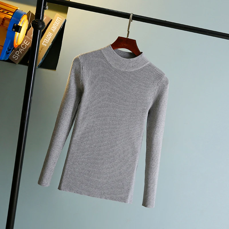 Пуловер женский осенне-зимний трикотажный эластичный с длинным рукавом | Женская