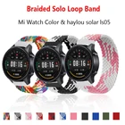 Ремешок нейлоновый для наручных часов Xiaomi Mi, цветной браслет с соло-петлей для xiaomi haylou Ls02, 20 мм 22 мм