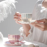 nordic style creative mugs set pearl with saucer home office ceramic coffee mug goddess simple luxury milk tea cups cute gift