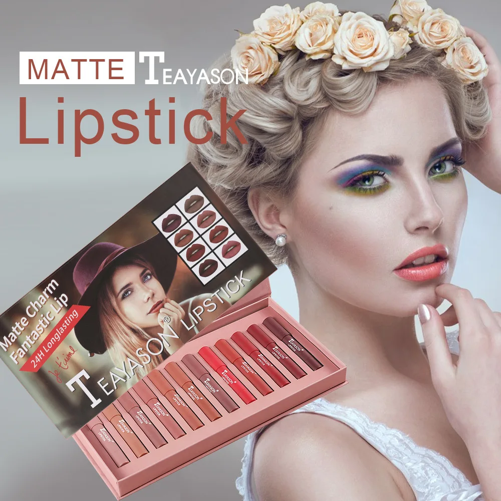 

12 шт./набор, матовая помада-карандаш