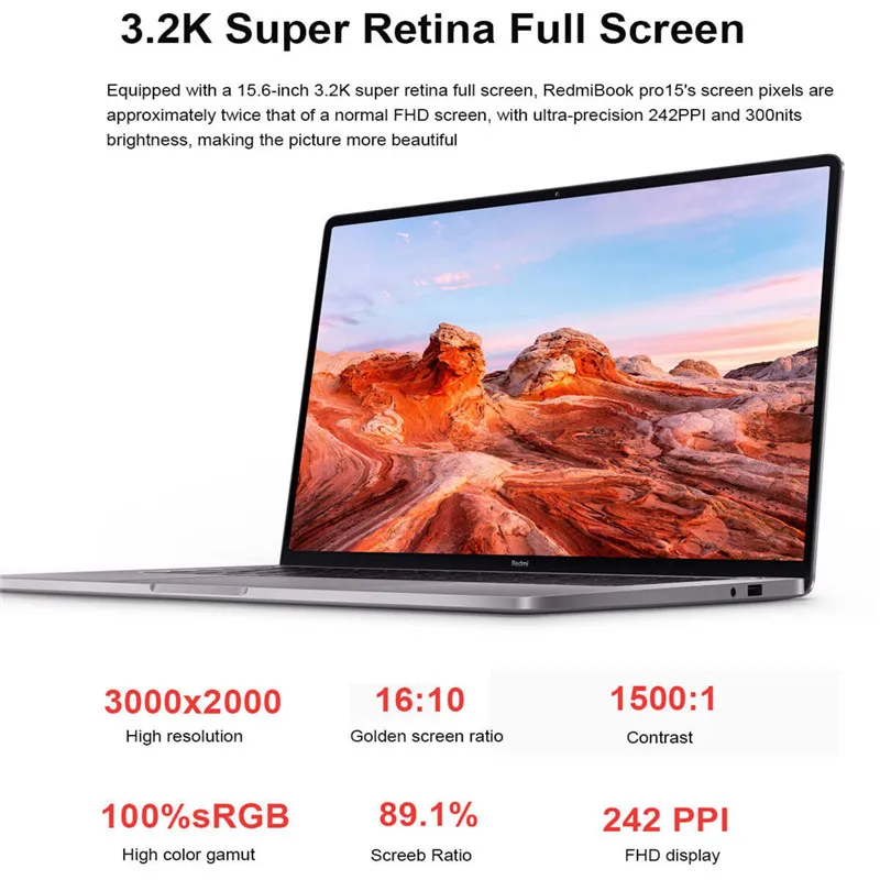 Xiaomi RedmiBook Pro 15 Laptop 15.6 Inch 3.2K 90Hz Refresh Rate AMD Ryzen R7-5800H/R5-5600H 16GB 512GB Win10 WIFI 6 PC Notebook