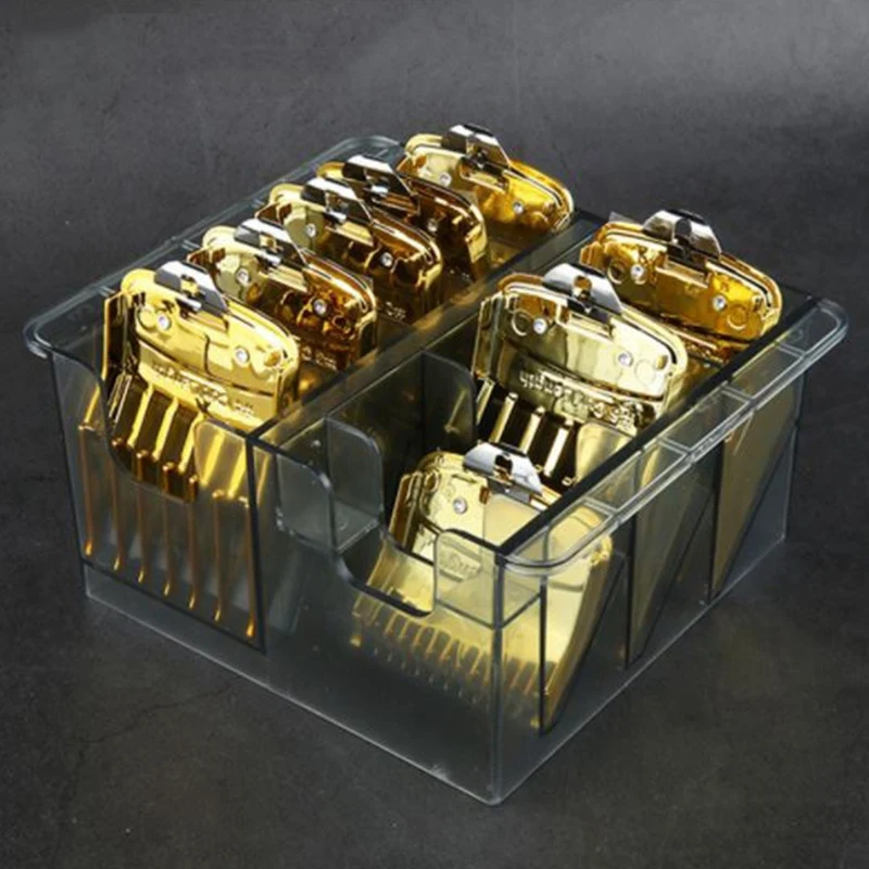 

8 Sizes Hair Clipper Limit Guide Comb Metal Hair Clipper for WAHL Comb Universal Hair Clipper Comb in Gold with Box