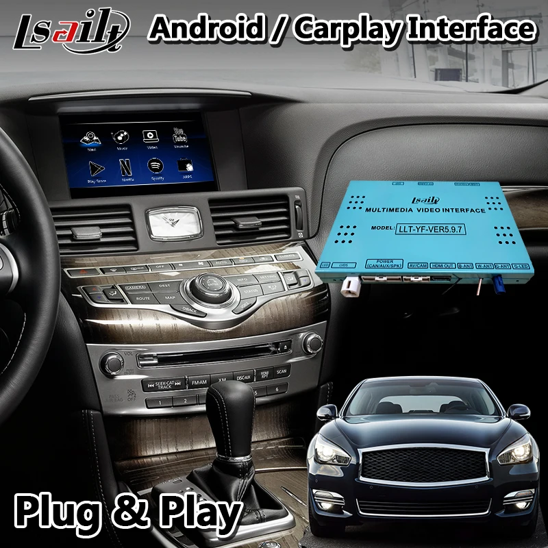 Видеоинтерфейс Lsailt Android для Infiniti Q70 2014 2020 года с беспроводной навигацией GPS carplay Waze