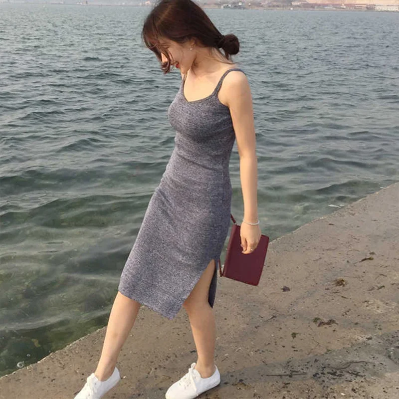

Feerldi Sexy Bodycon Dress Woman Backless Solid Black Summer Beach Dress Women Boho Off Shoulder Sleeveless Halter Sundress