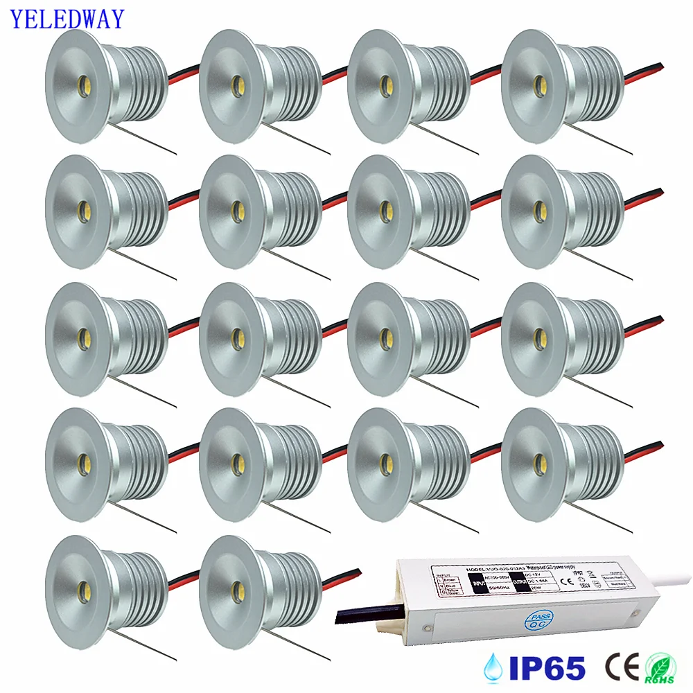 ip65 1w led mini downlight with transformer ceiling spotlight dc12v bedroom 25mm recessed spot led lamps kitchen cabinet lights free global shipping