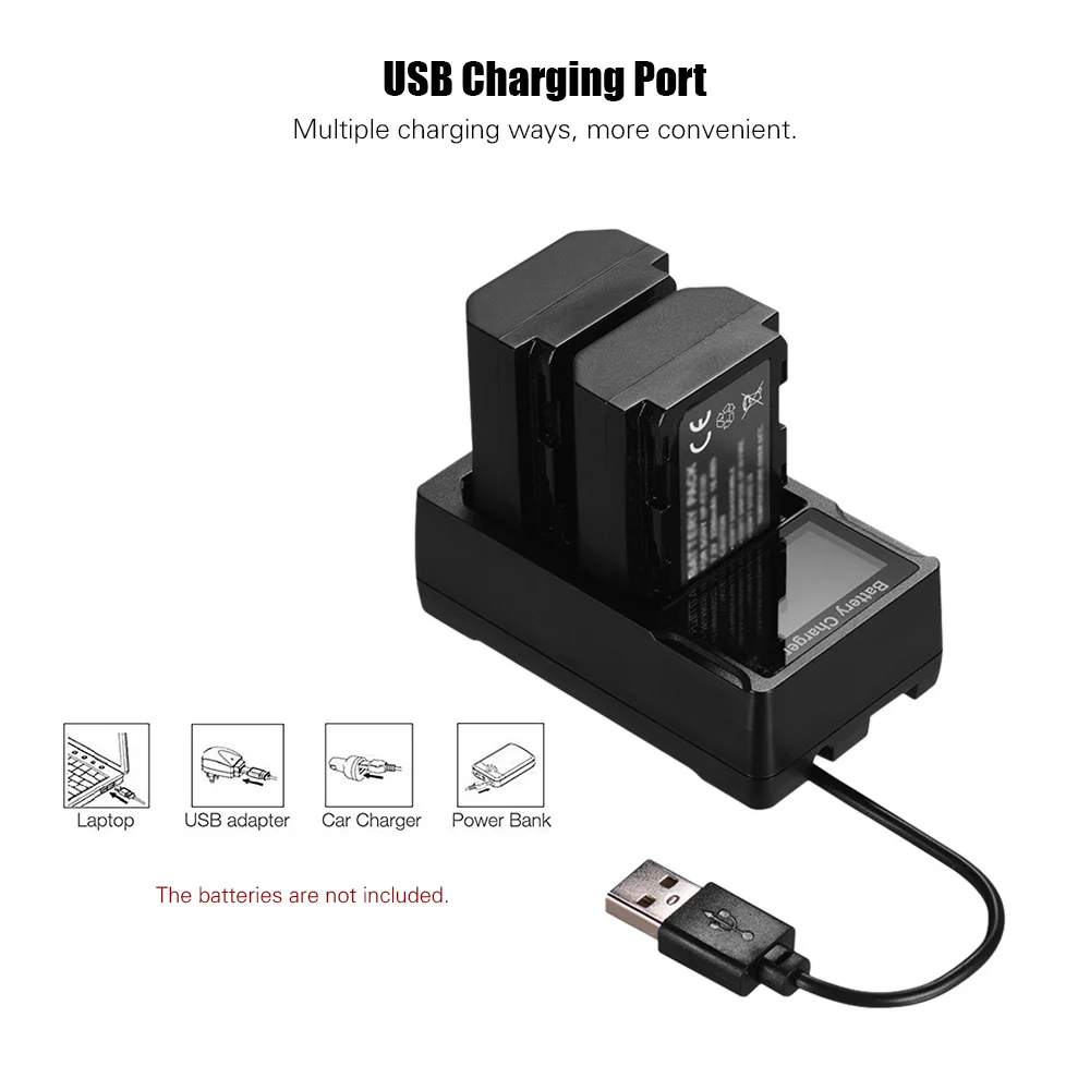 Зарядное устройство Andoer USB для быстрой камеры Nikon EN-EL14/EN-EL15/Sony FW50/NP-FZ100/Canon LP-E8/LP-E6/LP-E10