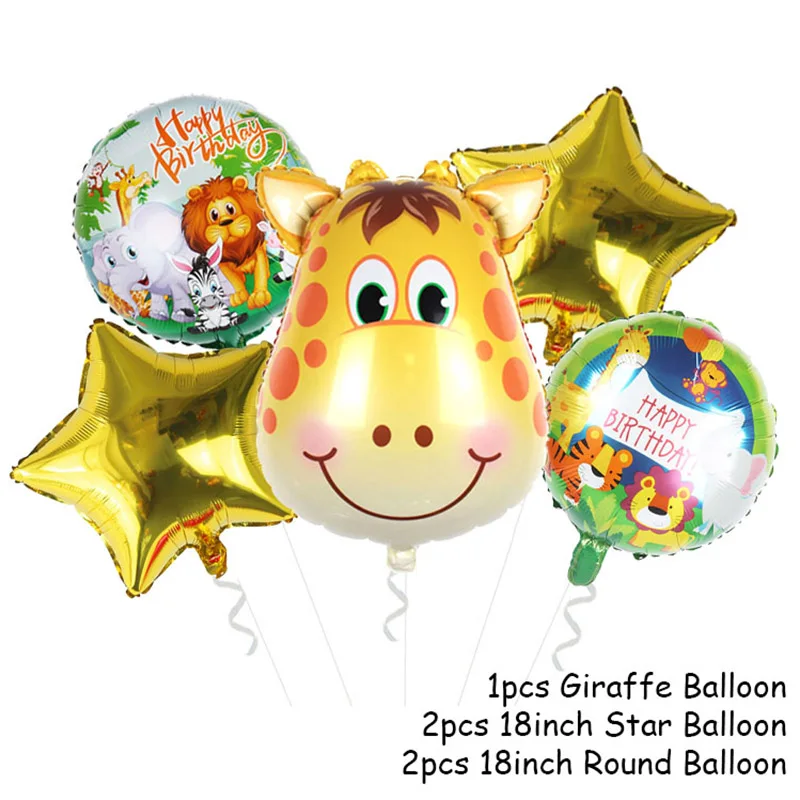 Animal Ballon Set 3 WEIGAO животные Лев зебра жираф фольгированные шары джунгли вечерние бумажная тарелка на день рождения чашка торт топперы для детей сафари подарок на день рождения - Цвет: Animal Ballon Set 3