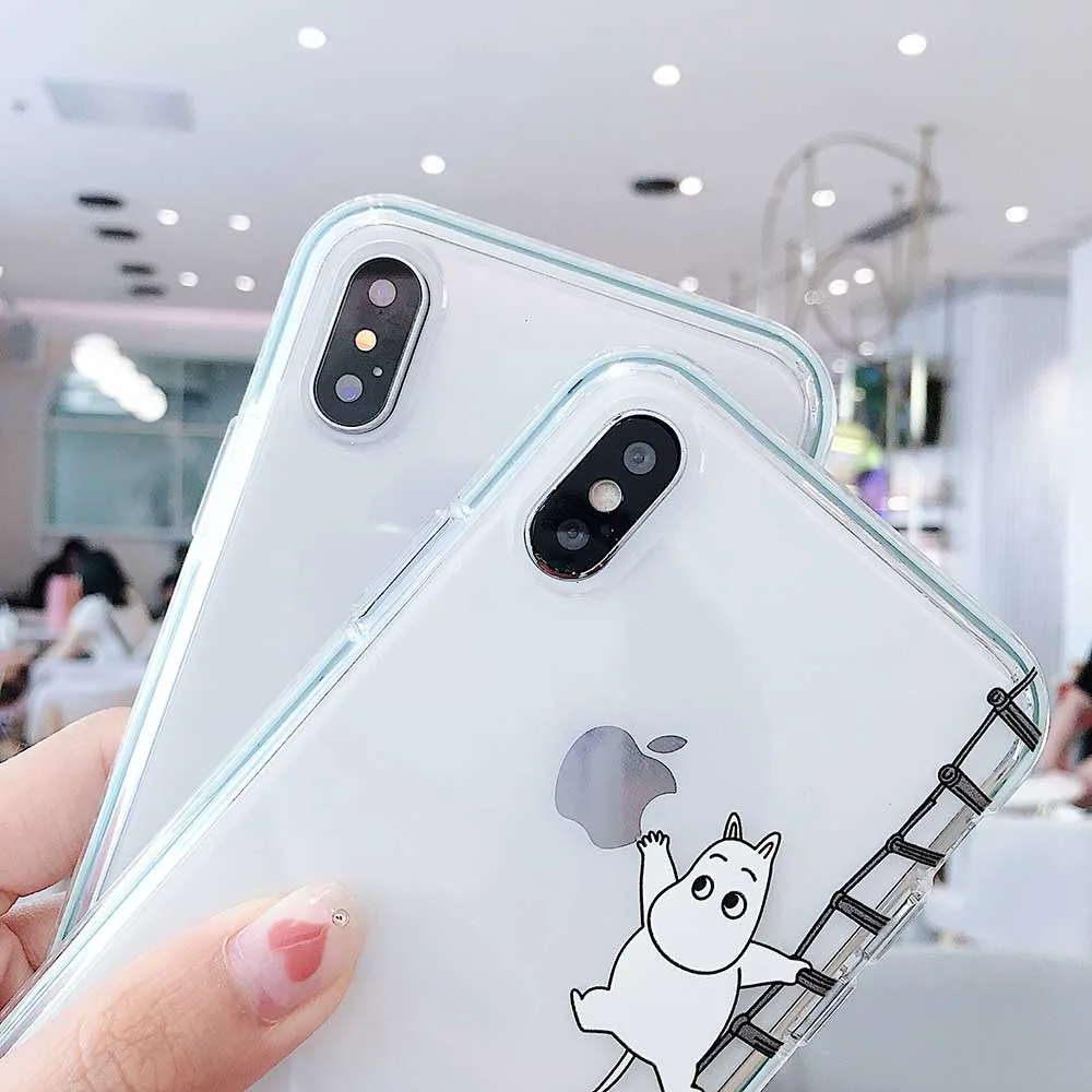 Японский милый Аниме Doraemon Moomin Красочные края чехол для телефона для iphone 11 pro X XS Max Xr 7 8 6 6s plus прозрачный мягкий силиконовый чехол