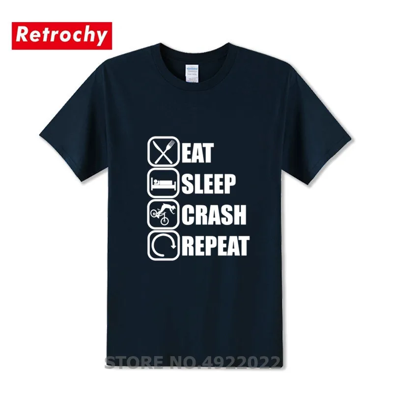 Забавные горный велосипедная Футболка Модные Sreetwear MTB жизни &quot Eat Sleep аварии