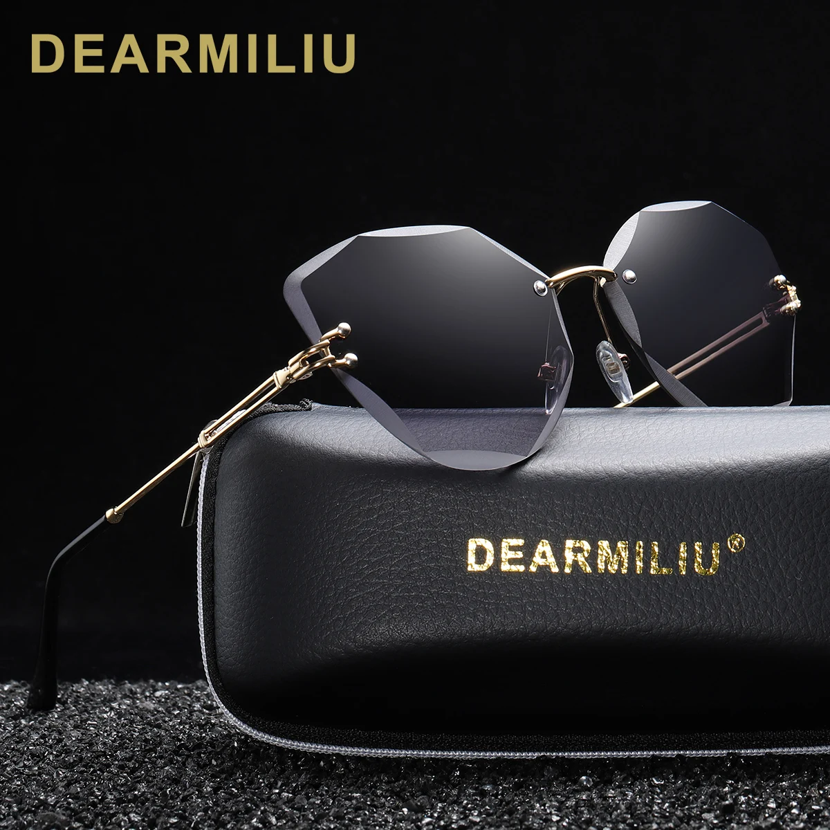 DEARMILIU, дизайнерские модные женские солнцезащитные очки без оправы, женские солнцезащитные очки в винтажном стиле, оправа из сплава, Классические брендовые дизайнерские очки