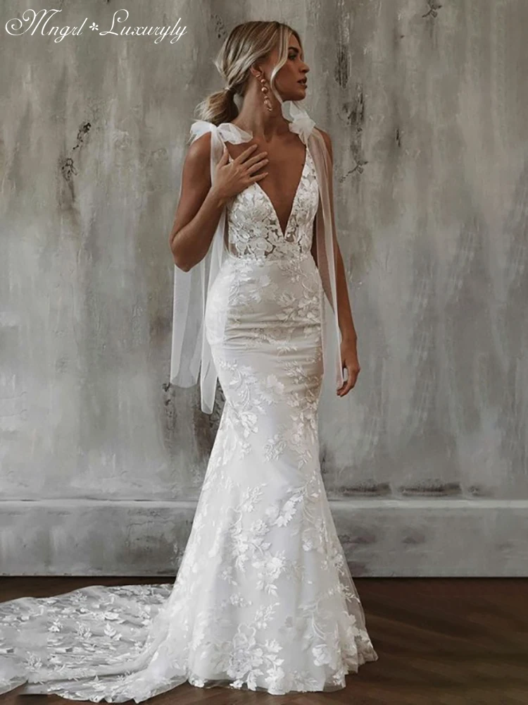 

White Luxury Prom Mermaid Evening Wedding Dresses Brilliant Sexy Wedding Gown Party Dress 2021 Boho for Bride Vestido De Noiva