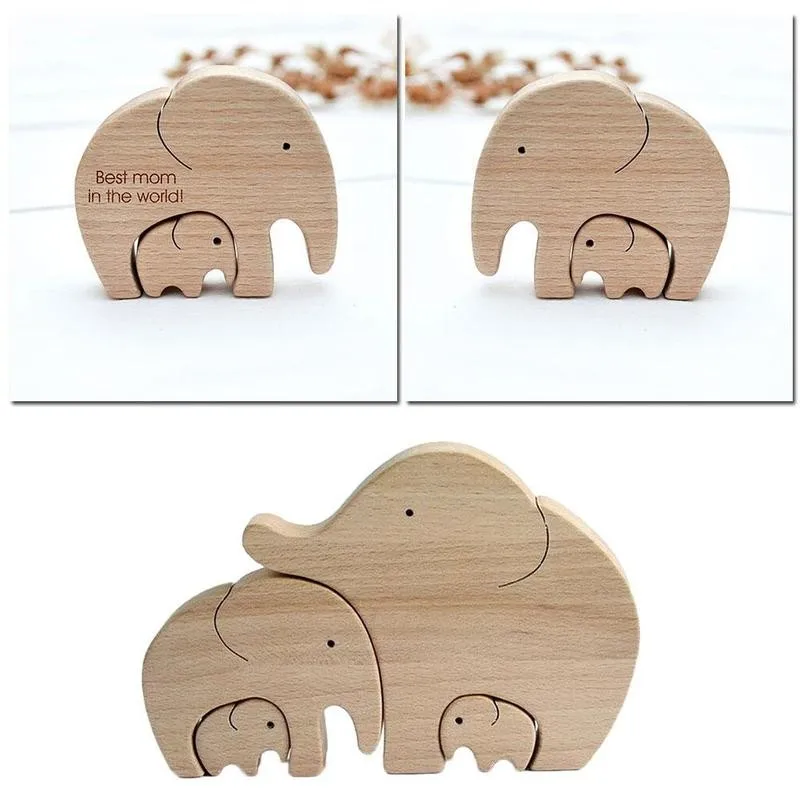 

Elephant Mother And Child Mother's Day Gift Elephant Desktop Elephant Decoration Best Ornaments Family For Mother Wooden Gi B5M4