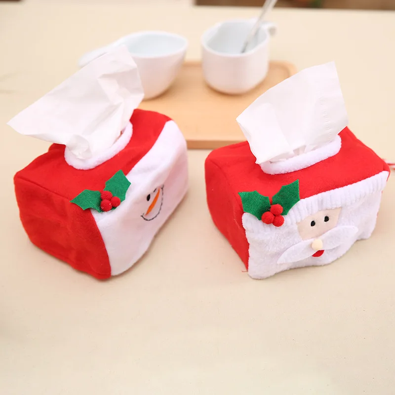 

Christmas Paper Tissue Box Set Santa Tissue Box Square Paper-mache Tissue Box Cover Ba Storage Organizer Chrismas Decoration