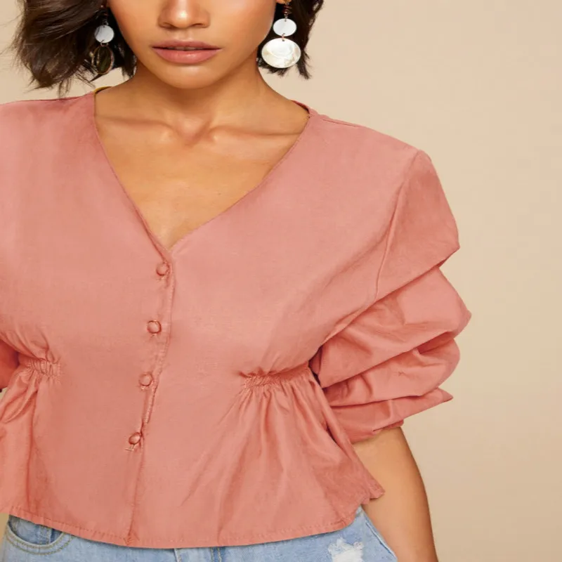 Женская блузка размера плюс летние сексуальные женские топы Boho v образный вырез