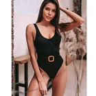 Женский цельный купальник-бикини, сплошной цельный купальник с ремнем, черная пляжная одежда, 2021