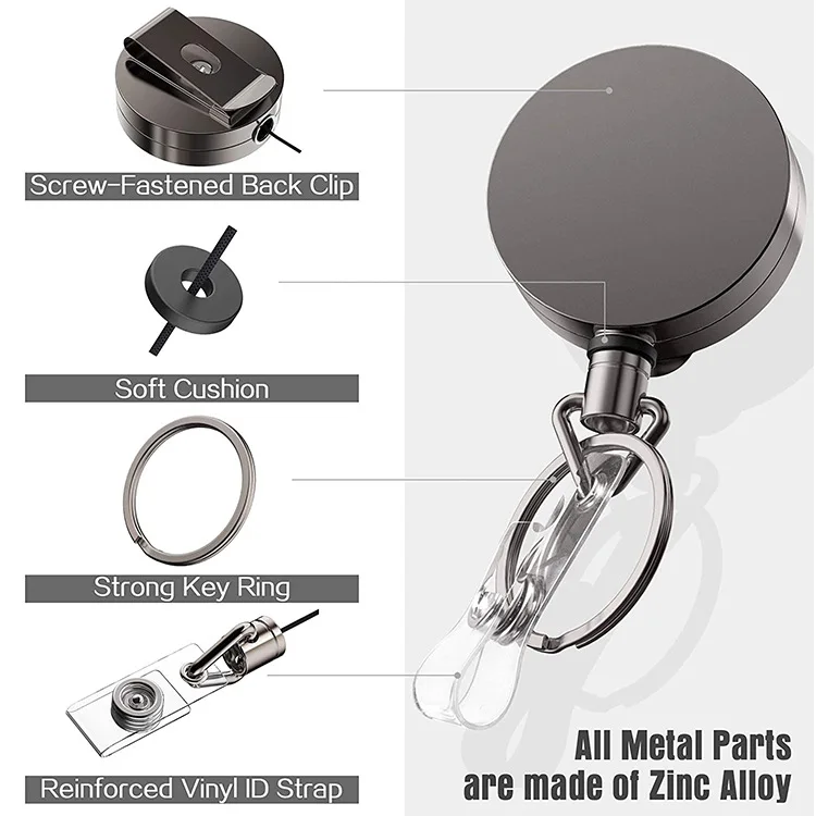 

1pcs Extendable Metal Wire Key Chain Ring Belt Clip Pull Keyring Retracting ID Card Badge Holder