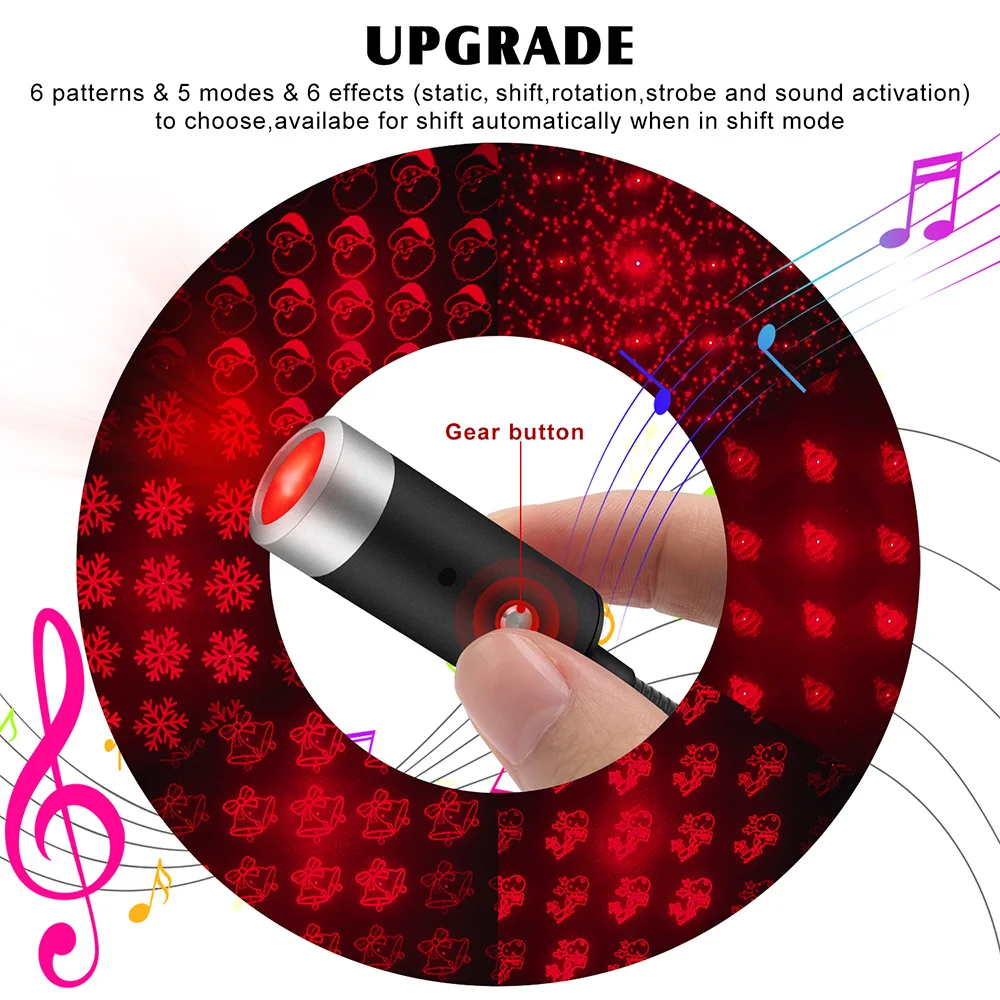 Рождественский узор светодиодный атмосферный светильник для автомобиля 12 В