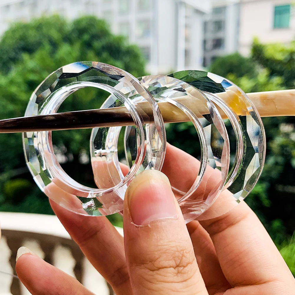 2PCS 50MM Clear Ring Circle Crystals Pendants Glass Suncatcher Chandelier Prisms Parts Drops Light Accessories | Лампы и освещение