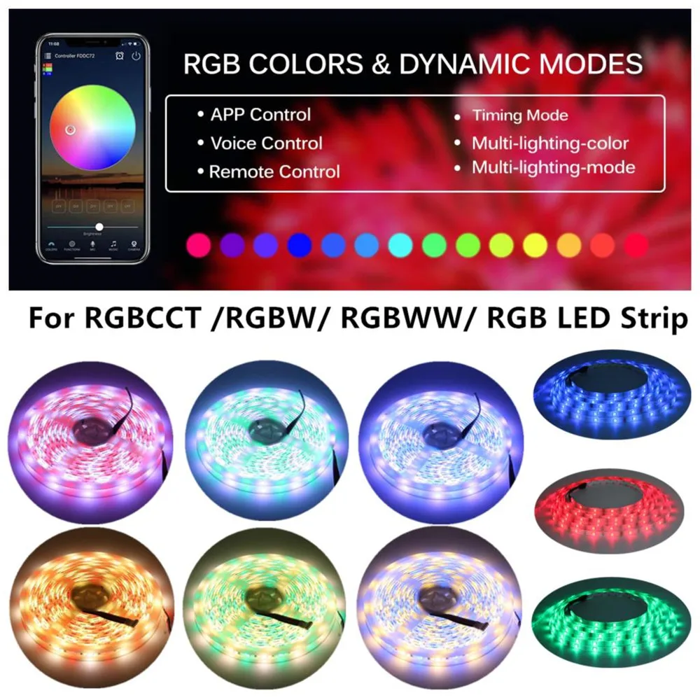 DC12V RGBW/RGBWW Wifi LED Controller With IR 24Key Remote Control  5 pin link For RGBW LED Strip Lights images - 6
