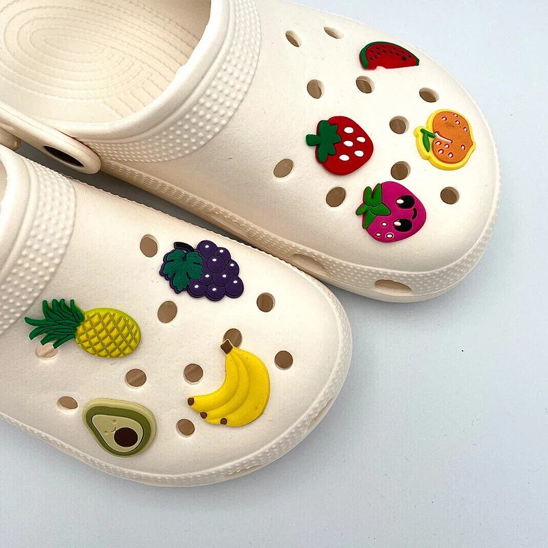 Cute PVC Fruit Banana Strawberry Shoe Badges Decoration Fit For Women's Croc Sandals Clogs Charms Children's Gifts Accessories