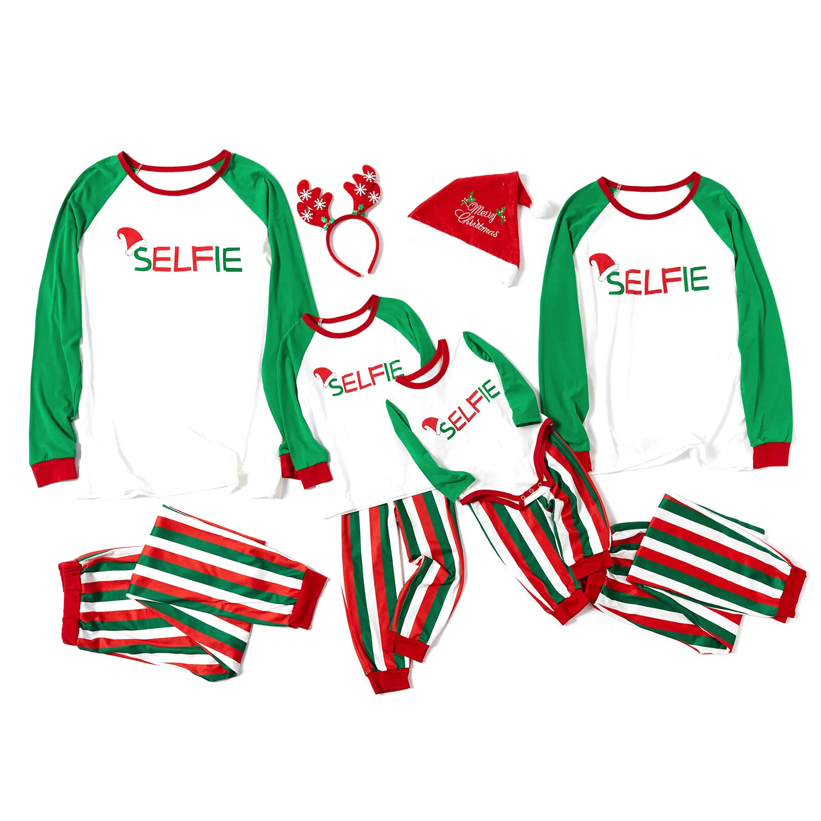 

Casual Family Home Clothes Christmas Cap Letter Printing Parent-Child Outfit White Autumn Xmas Party Nightwear 2021