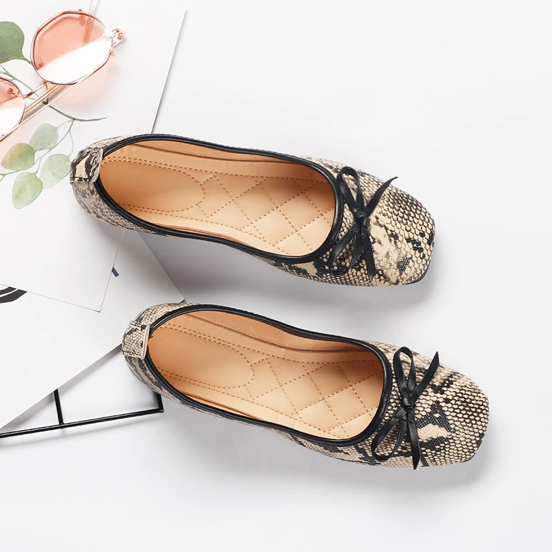 Женские туфли на плоской подошве из ПУ кожи без застежки|Обувь каблука| |