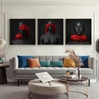 Африканское искусство, черная красная женщина, масляная живопись на холсте, настенные картины для гостиной, настенные художественные плакаты, домашние настенные картины, Декор