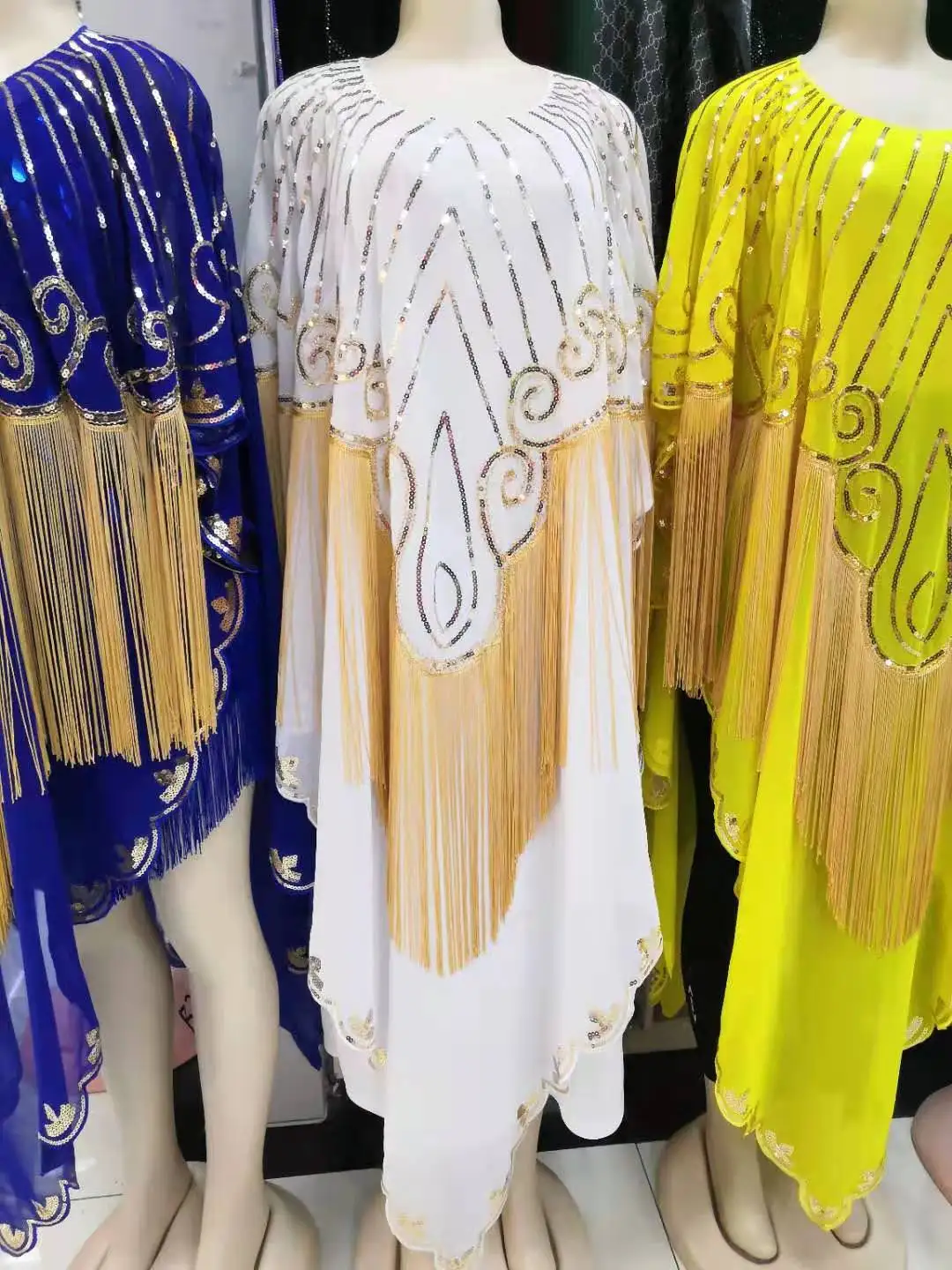 

New Style Classic Design African Women Dashiki Fashion Elastic Chiffon Fabrics Lace Sequins Loose Bat Sleeve Dress Free Size